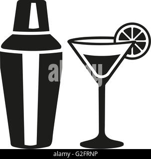 Cocktail martini vetro con agitatore Foto Stock