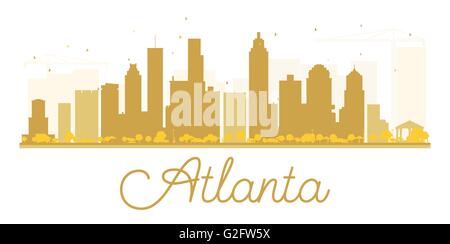 Atlanta skyline della città golden silhouette. Illustrazione Vettoriale. Piatto semplice concetto per il turismo presentazione, banner, cartellone Illustrazione Vettoriale
