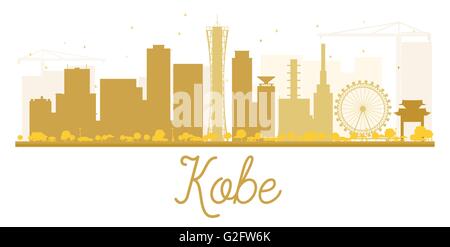 La città di Kobe skyline golden silhouette. Illustrazione Vettoriale. Piatto semplice concetto per il turismo presentazione, banner, cartellone Illustrazione Vettoriale