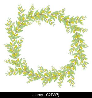 Ghirlanda di oliva. Isolato illustrazione vettoriale su sfondo bianco. Biologici e naturali nozione. Illustrazione Vettoriale