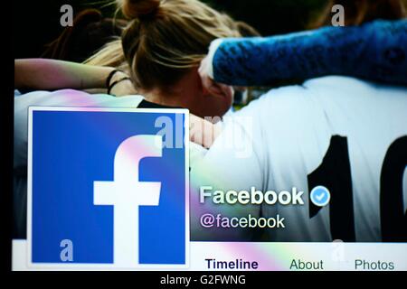 Il browser Internet Explorer che mostra Facebook home page logo visualizzato su uno schermo di Ipad Foto Stock