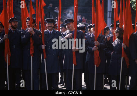 Giorno di maggio (1 maggio) dimostrazione in Praga, 1989. Foto Stock