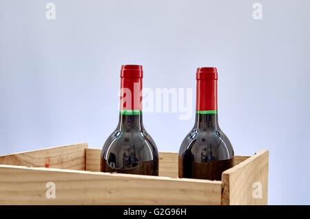 Un altro studio vicino fino del legno di un vino scatola Foto Stock