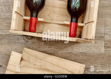 Un altro studio vicino fino del legno di un vino scatola Foto Stock