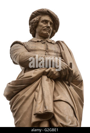 Statua di Rembrandt, tra la società di tiratori statue, Piazza Rembrandt, Amsterdam Foto Stock