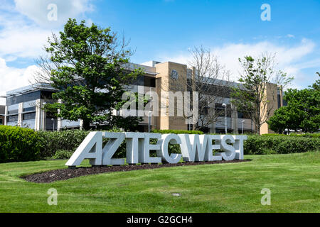 Aztec West Business Park Sign South Gloucestershire vicino a Bristol Inghilterra Regno Unito Foto Stock