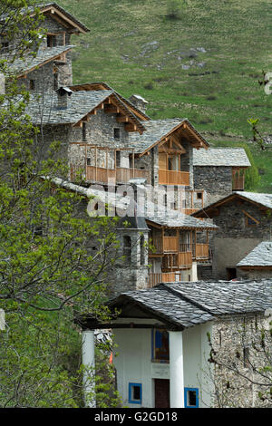 Borgata Valliera, il Castelmagno, Piemonte, Italia Foto Stock