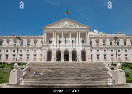 Palacio de Sao Bento edificio (Palazzo di San Benedetto), casa di Assemblea della Repubblica portoghese, il Parlamento, Lisbona. Foto Stock