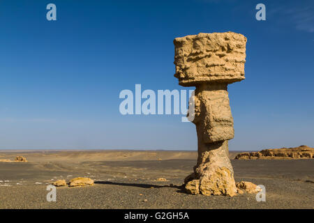 Formazione rocciosa nel Parco Geologico di Yardang o nel Geopark Nazionale di Dunhuang, UNESCO, Provincia di Gansu, Cina. Foto Stock