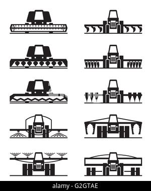 Macchine agricole icon set - illustrazione vettoriale Illustrazione Vettoriale