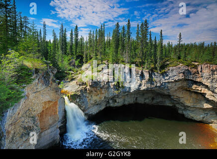 McNallie Creek Falls sulle cascate percorso (autostrada) (Mackenzie autostrada) vicino a Enterprise Northwest Territories Canada Foto Stock