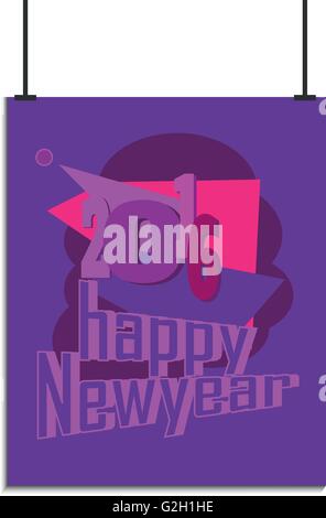 Felice Anno Nuovo poster. Illustrazione Vettoriale. 2016 Illustrazione Vettoriale