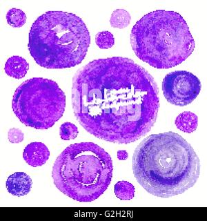 Set di violetta vettore cerchi ad acquerello Illustrazione Vettoriale
