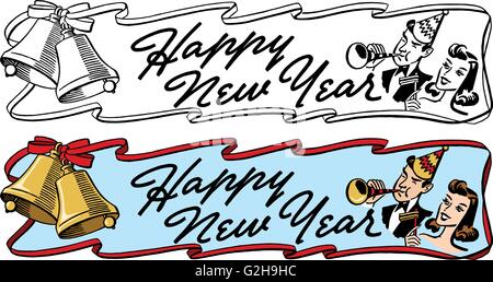 Felice anno nuovo banner Illustrazione Vettoriale