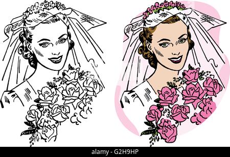 Sposa con velo nuziale Illustrazione Vettoriale