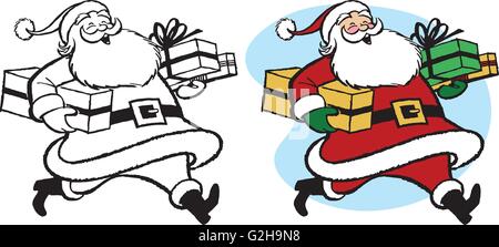 Babbo Natale che porta i regali di Natale Illustrazione Vettoriale