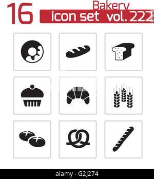 Vector nero da forno set di icone Illustrazione Vettoriale