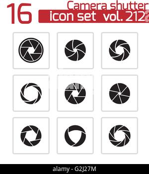 Nero vettore otturatore della fotocamera set di icone Illustrazione Vettoriale