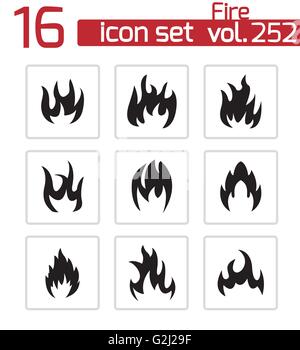 Vettore fuoco nero set di icone Illustrazione Vettoriale
