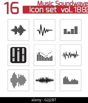 Vettore di musica nera soundwave set di icone Illustrazione Vettoriale
