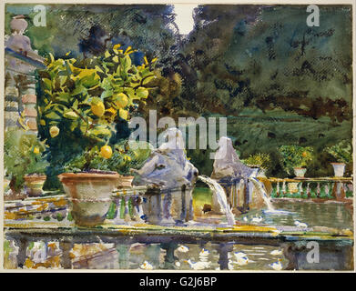 John Singer Sargent - Villa di Marlia, Lucca- una fontana - Museo delle Belle Arti di Boston Foto Stock