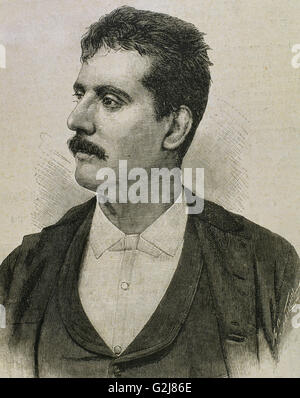 Giacomo Puccini (1858-1924). Compositore italiano. Ritratto. Incisione. Foto Stock