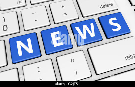 News, i media digitali e di informazione in linea con il concetto di parola notizie sulla tastiera di un computer. Foto Stock