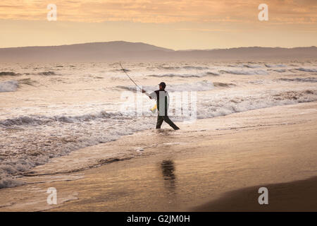 Il pescatore,Monterey Bay,California , Stati Uniti Foto Stock