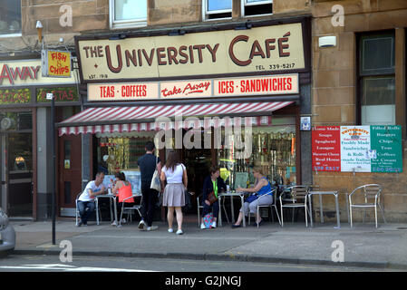 Università Cafe, Byres Road, Glasgow, Scotland, Regno Unito. Foto Stock