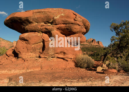 Scenic red rock formazioni in Coconino National Forest Sedona in Arizona dal punto di vista geologico - Ematite/ossido di ferro roccia sedimentaria stabilite Foto Stock