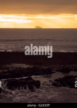 Bass rock da Fife, fiume Forth, Scozia Foto Stock