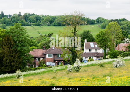 Farthing Downs, un'area di spazio aperto di proprietà della città di Londra e facente parte della cintura verde di terra a sud di Londra. Foto Stock