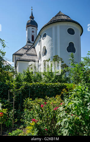 Chiesa parrocchiale barocca di San Martin, Garmisch, Garmisch-Partenkirchen distretto, Werdenfelser Land, Alta Baviera, Baviera Foto Stock