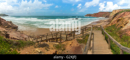 Il Portogallo, Algarve, Lagos, Carrapateira, Praia do Amado, Vista panoramica Foto Stock