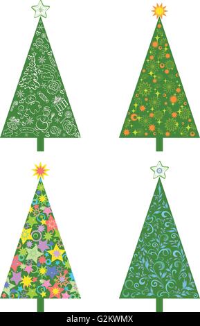Alberi di Natale con i modelli Illustrazione Vettoriale