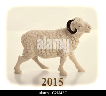 Felice anno nuovo 2015 con capra cartoon Foto Stock