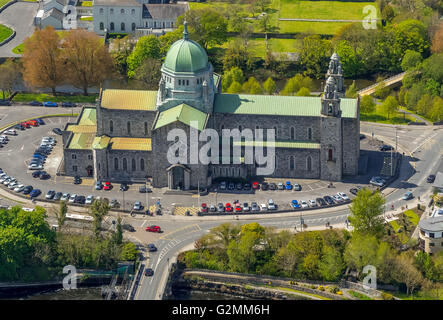 Vista aerea, Cattedrale di Galway, Cattedrale di Galway e Galway, Galway, County Clare, Galway, Irlanda, Europa, vista aerea, Foto Stock