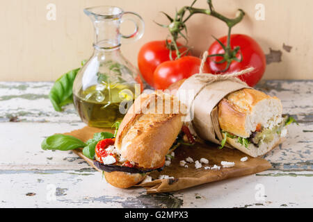 Vegetariano baguette Foto Stock