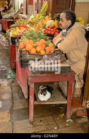 La frutta e la verdura in stallo medina el-Bali, Fès, Marocco Foto Stock