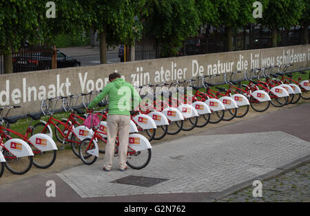 Velo Anversa, noleggio bici, schema di Anversa in Belgio Foto Stock