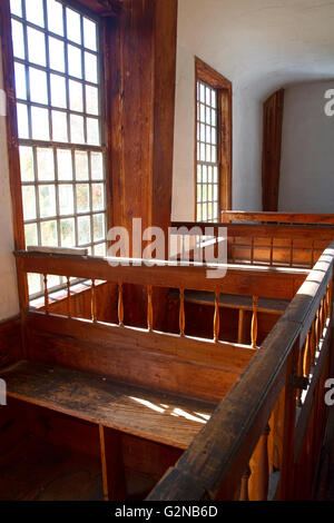 Interno del Rockingham Meeting House a Rockingham, Vermont, USA. Foto Stock