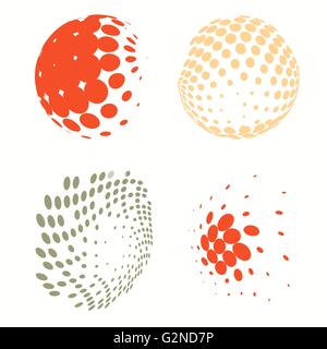 Set di loghi colorati cerchi di mezzitoni Logo, illustrazione vettoriale Illustrazione Vettoriale