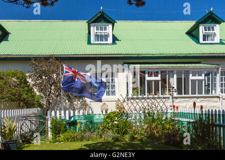 Una fila house di Stanley la capitale delle Isole Falkland su East Falkland, British territorio d oltremare. Foto Stock