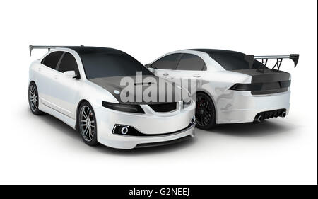 Auto Sportive in bianco e nero (fatto in 3D rendering) Foto Stock