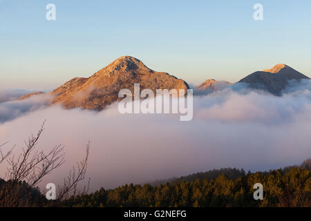 Sopra le nuvole nel Parco nazionale di Lovcen Foto Stock