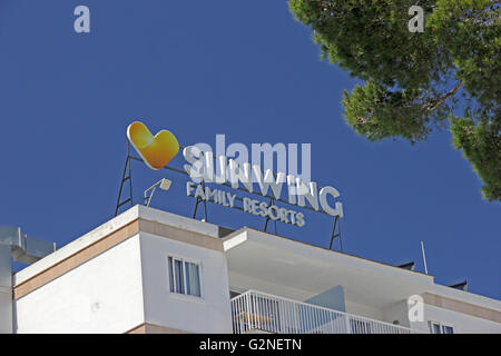 Segno sulla famiglia Sunwing Resort hotel, Alcudia Maiorca Foto Stock