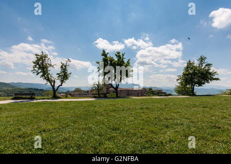 Vista panoramica del Palazzo di Urbino in Italia Foto Stock