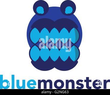 Monster face icona logo. Monster logotipo. A bocca aperta con i denti. Illustrazione Vettoriale