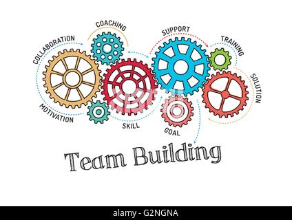 Ingranaggi e Team Building meccanismo Illustrazione Vettoriale
