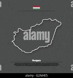 Repubblica di Ungheria mappa isolato e bandiera ufficiale icone. vettore politico Hungaian mappa contorno. Europa centrale paese geograph Illustrazione Vettoriale